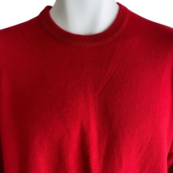 DKNY Sweater Mens Medium Red 100% Cashmere Crewneck Pullover Soft Knit Classic - Picture 3 of 6